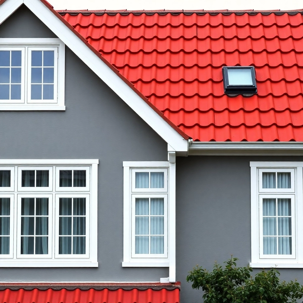 Jaki kolor elewacji do czerwonego dachu i białych okien
