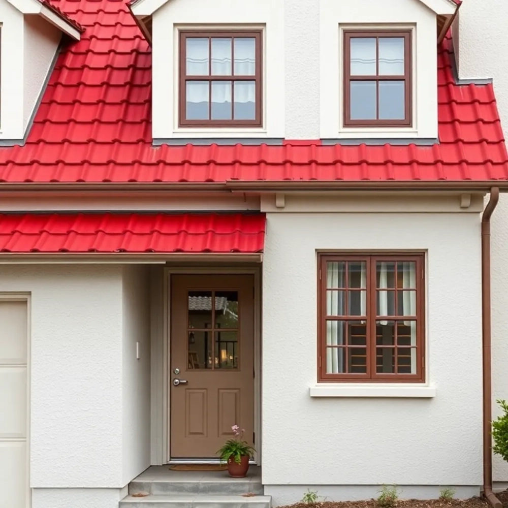Jaki kolor elewacji do czerwonego dachu i brązowych okien