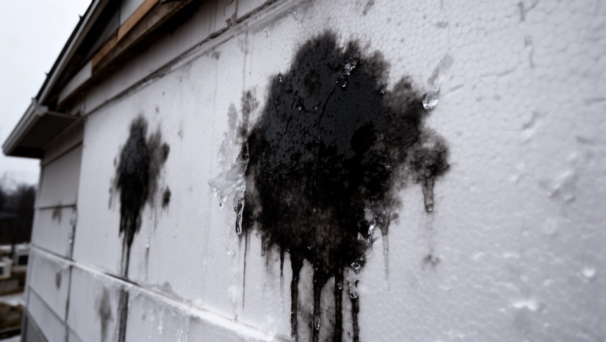 Mokre plamy na elewacji po mrozie