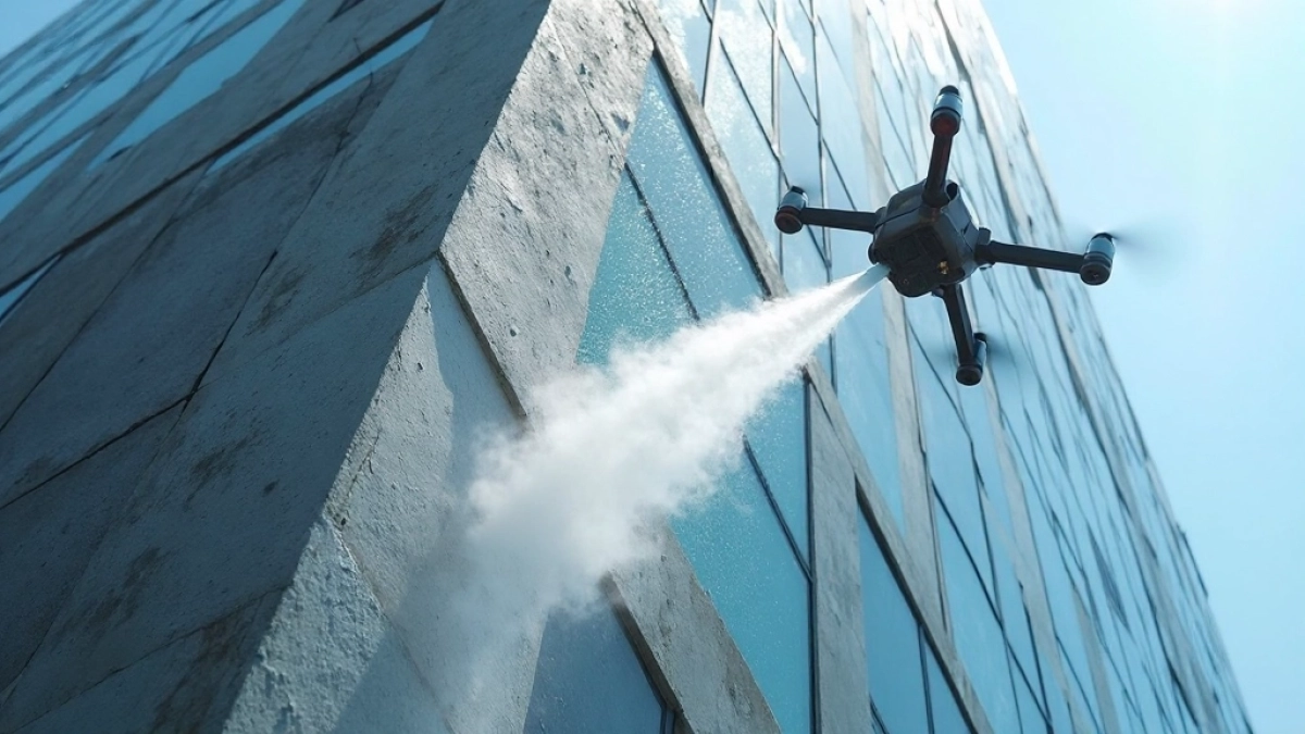 Mycie elewacji dronem