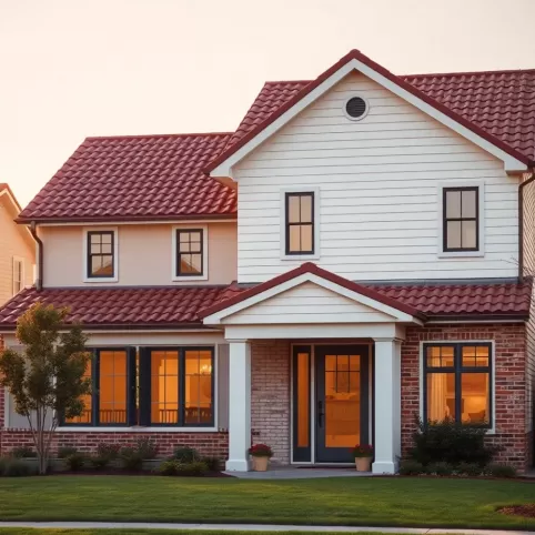 Bordowy dach jaka elewacja