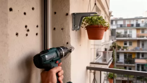 Wiercenie w elewacji na balkonie