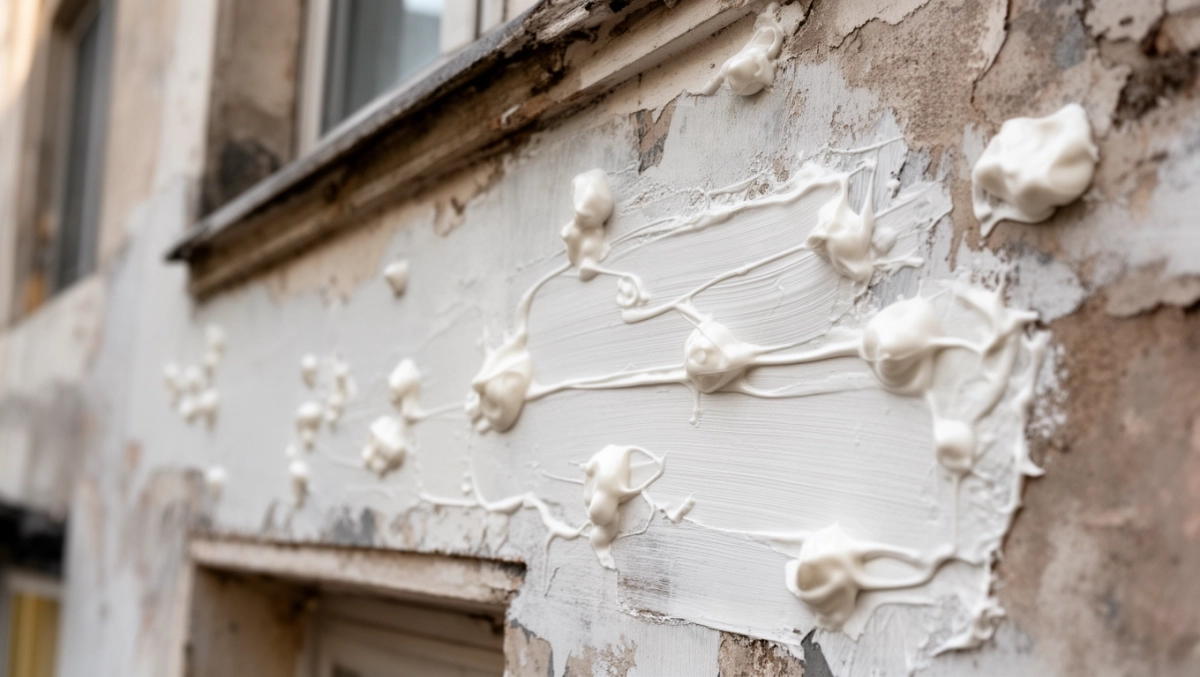 Zacieranie kleju na elewacji pod malowanie